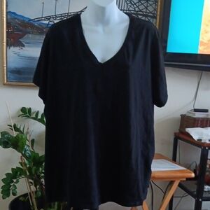 Woman Within Black V-Neck Shirt 2X Petite
